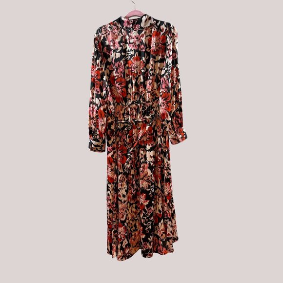 Lane Bryant‎ Long Sleeve Shawl Collar Wrap Midi Dress Size 18 IKat Floral NWT - Picture 3 of 8